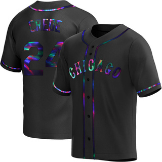Replica Joe Crede Men's Chicago White Sox Alternate Jersey - Black Holographic