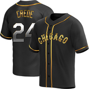 Replica Joe Crede Youth Chicago White Sox Alternate Jersey - Black Golden